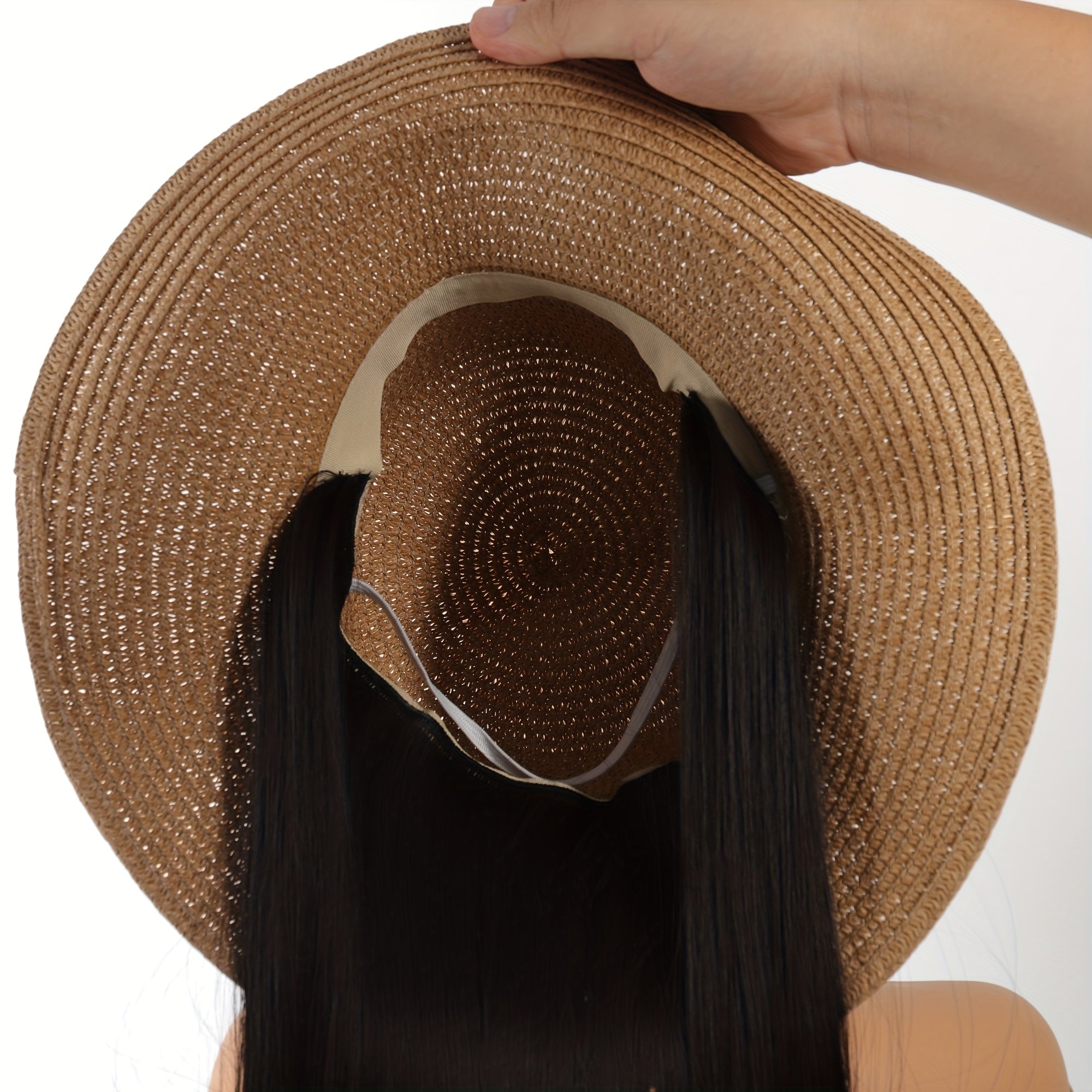 Elegant 20" Women's Long Straight Hair Wig with Fisherman Hat - Breathable, Sun-Protective & Stylish for All Occasions