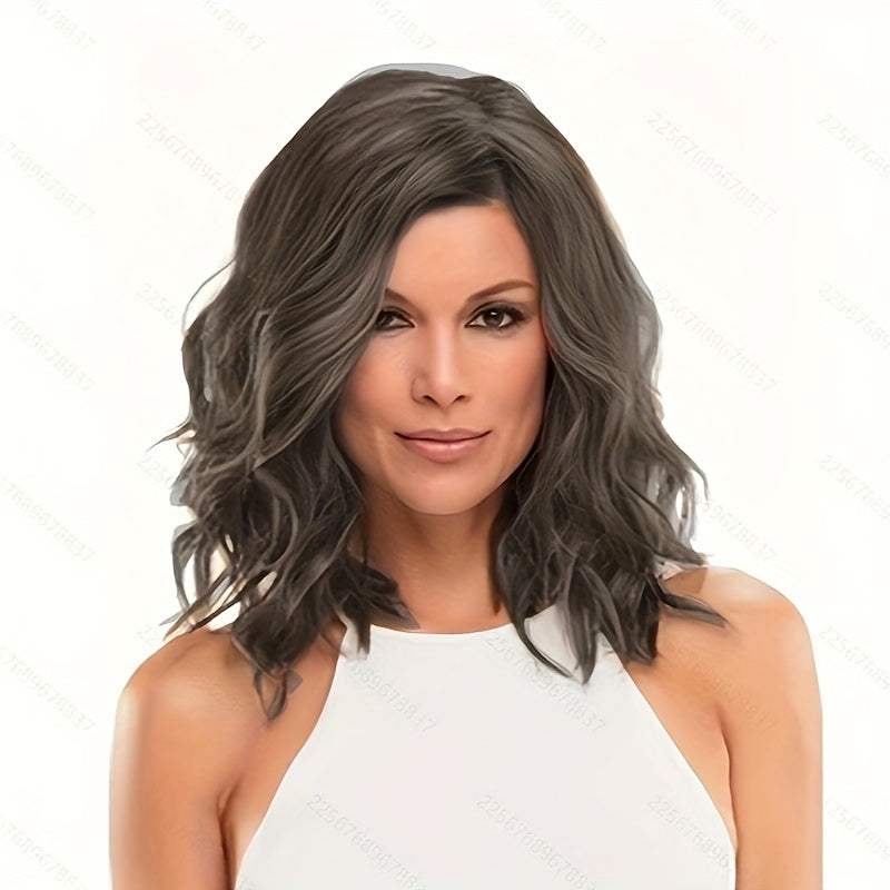 [Gray Wavy Ladies' Wig] Elegant Ladies' Gray Wavy Wig, Fashionable Layered Fluffy Wig, Suitable For Halloween Parties, Daily Dressing For Women