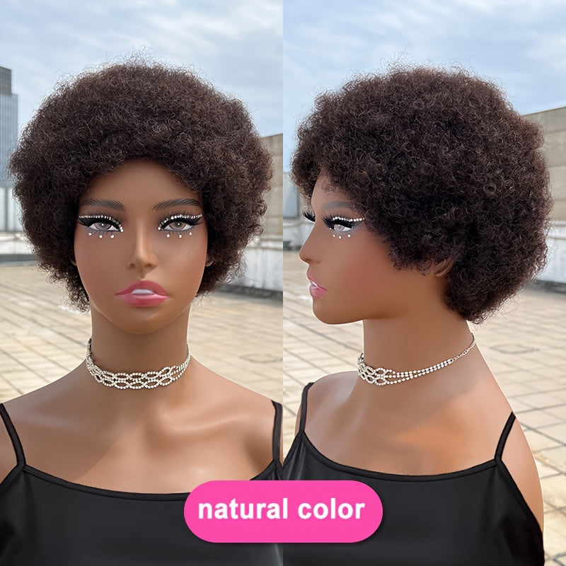 Elegant Afro Puff Wig for Women - 150% Density Brazilian Remy Human Hair