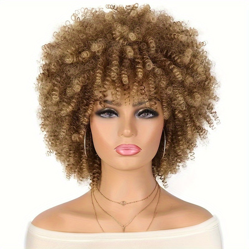 Afro Kinky Curly Wig, Glueless Rose Net Cap