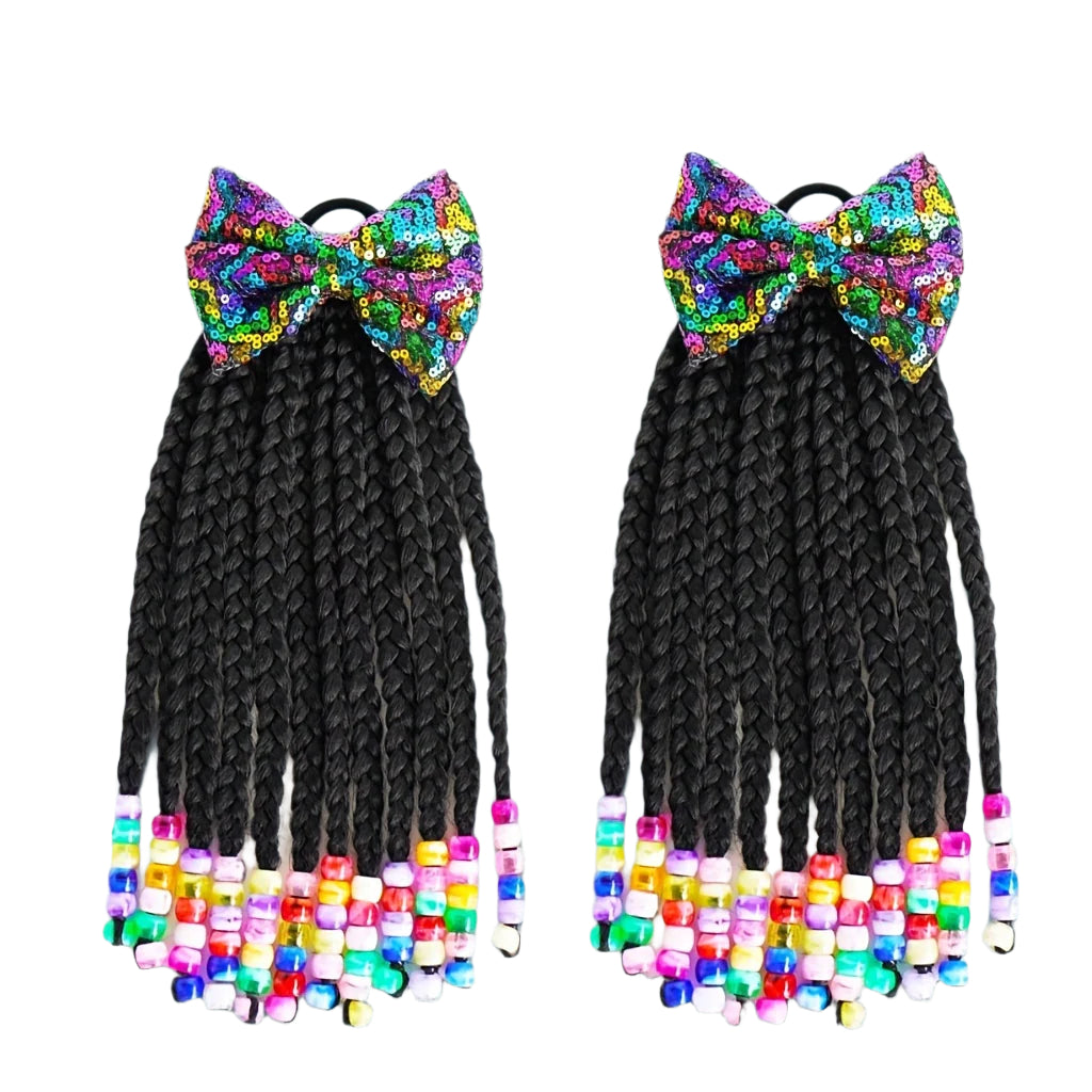 A Set Of Hair Bands With Elastic Bands, African Girl Wig With Braided Hair