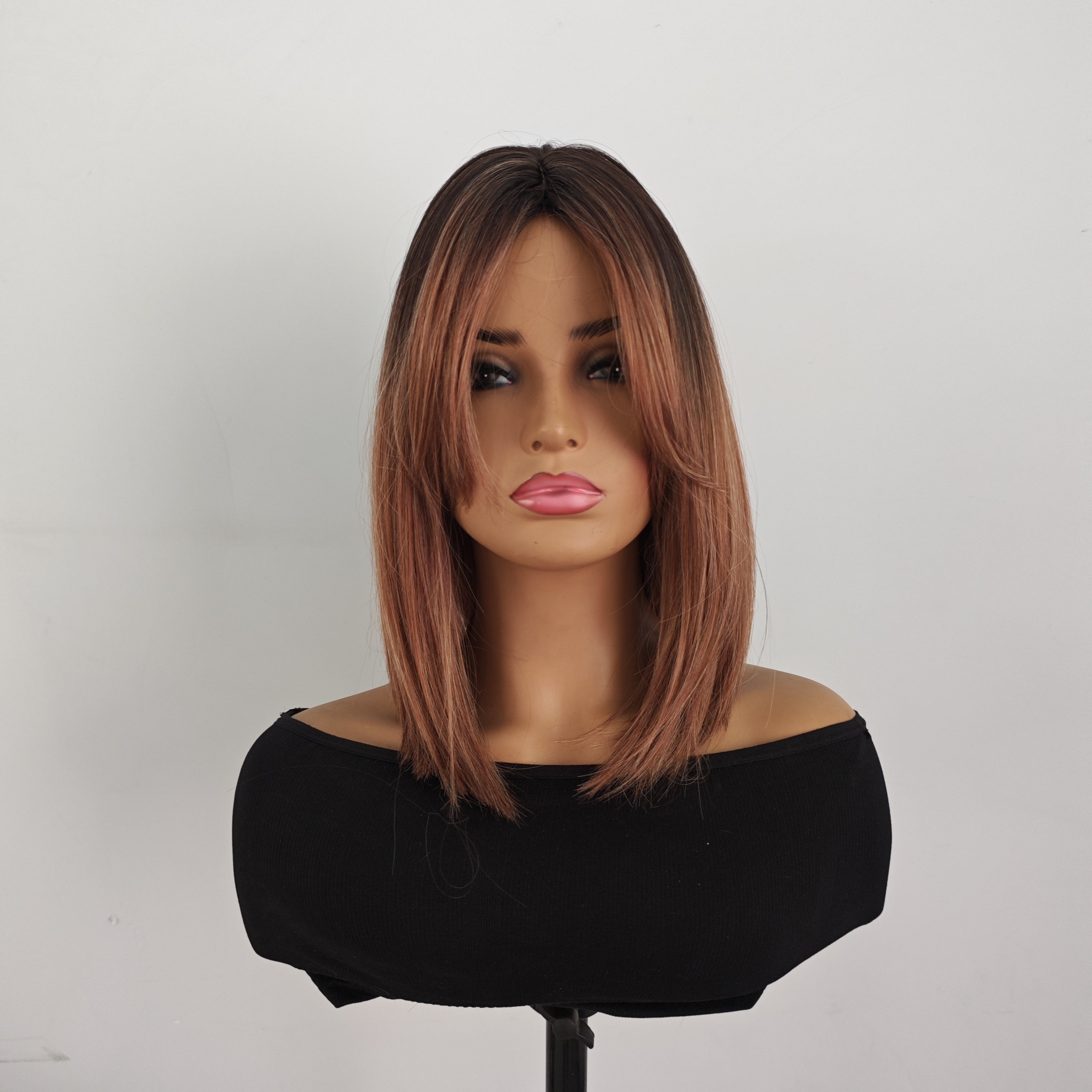 High Temperature Fiber Wig for Women - Basic Straight Hair Bob with Bangs, Rose Net Cap, Natural Looking Synthetic Wig for Daily Wear, Suitable for All