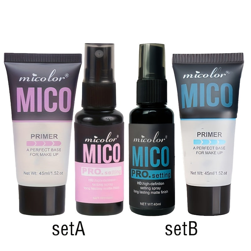 4pcs Mico Primer & Makeup Setting Spray Set - Natural Finish, Creamy Texture in White Shades - Ideal Valentine's Gift for Flawless Skin, Primer Collection|Minimalist Beauty Product|Natural Finish Spray