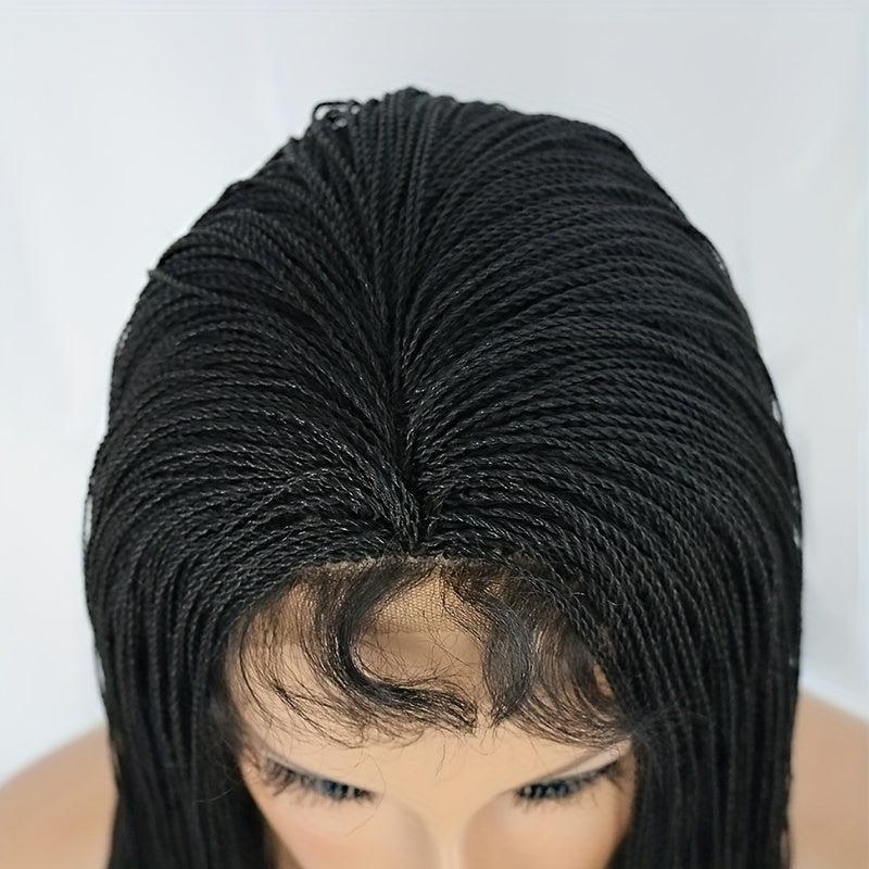 22-inch Women's 4X4 Lace Front Twist Braided Wig, Ri Fiber Synthetic Hair, Basic Style, Versatile Lace Area, All-Purpose Wig