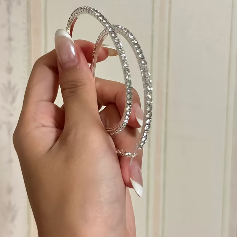 Fashionable Silver-plated Large Hoop Earrings