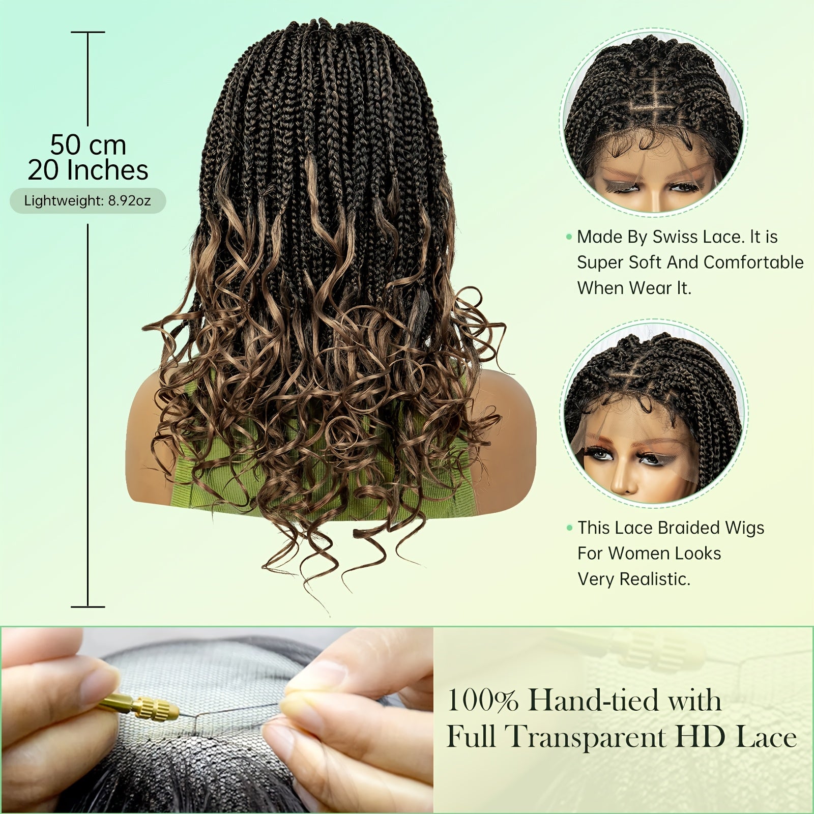 Elegant 9x6 Lace Front Braided Wig with Body Wave Ends, 200% Density, Breathable High-Temperature Synthetic Fiber, Handwoven Style for Casual Attire, Synthetic Lace Front Wig