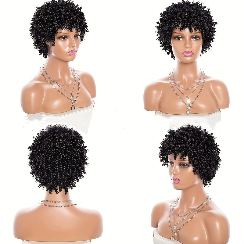 Chic Ombre Brown Jerry Curly Wig with Bangs