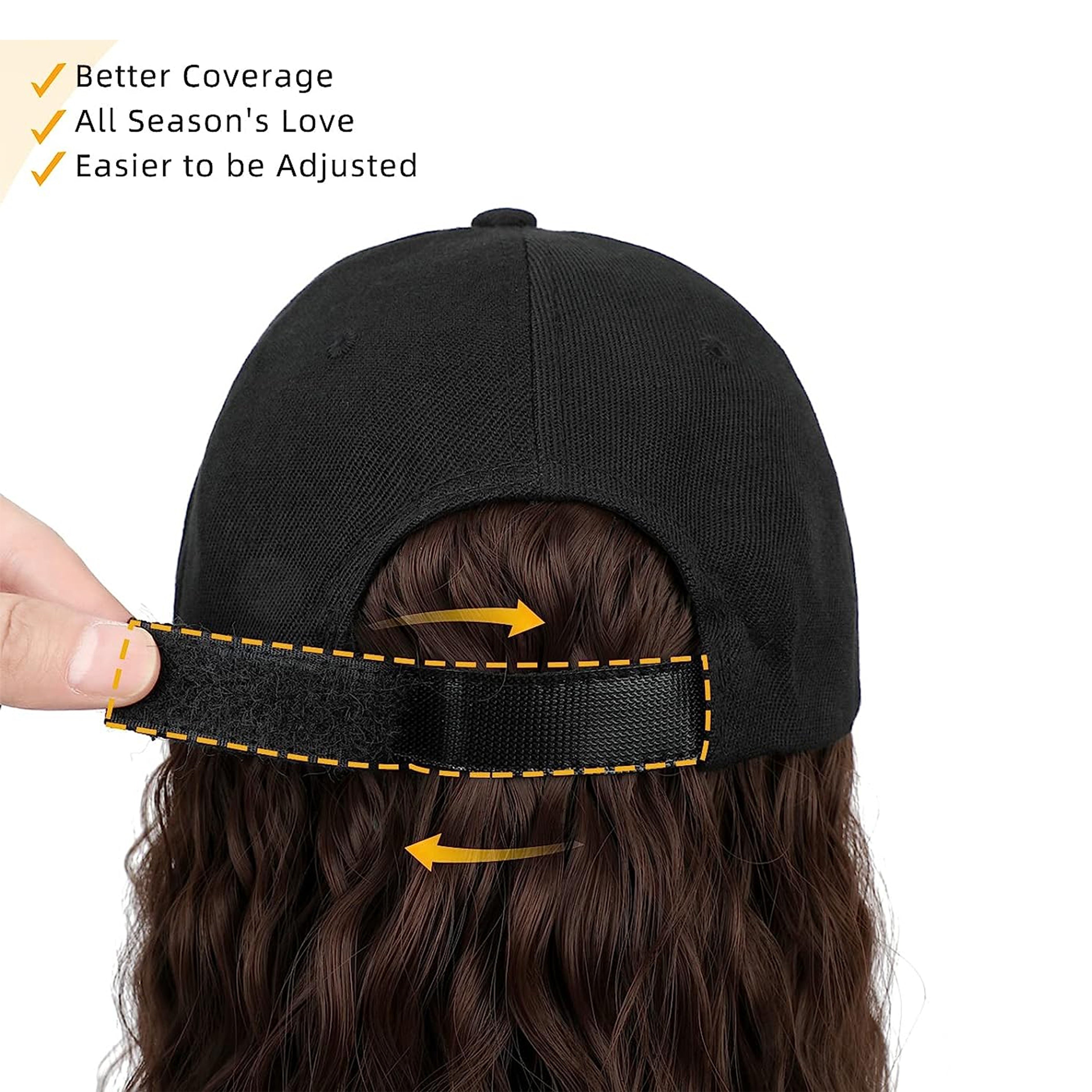 Hat Wig Medium Long Curly Wavy Wig For Women Synthetic Wig Beginners Friendly Heat Resistant For Daily Use Halloween Christmas