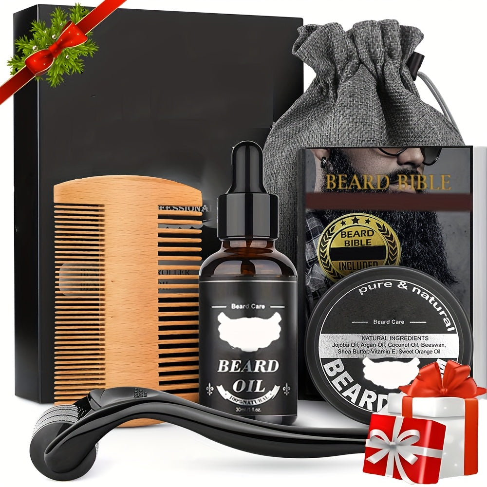 5/ 8/ 9pcs set of beard care set, beard set, balm double-sided comb, roller beard, gift box for boyfriend, dad's preferred gift