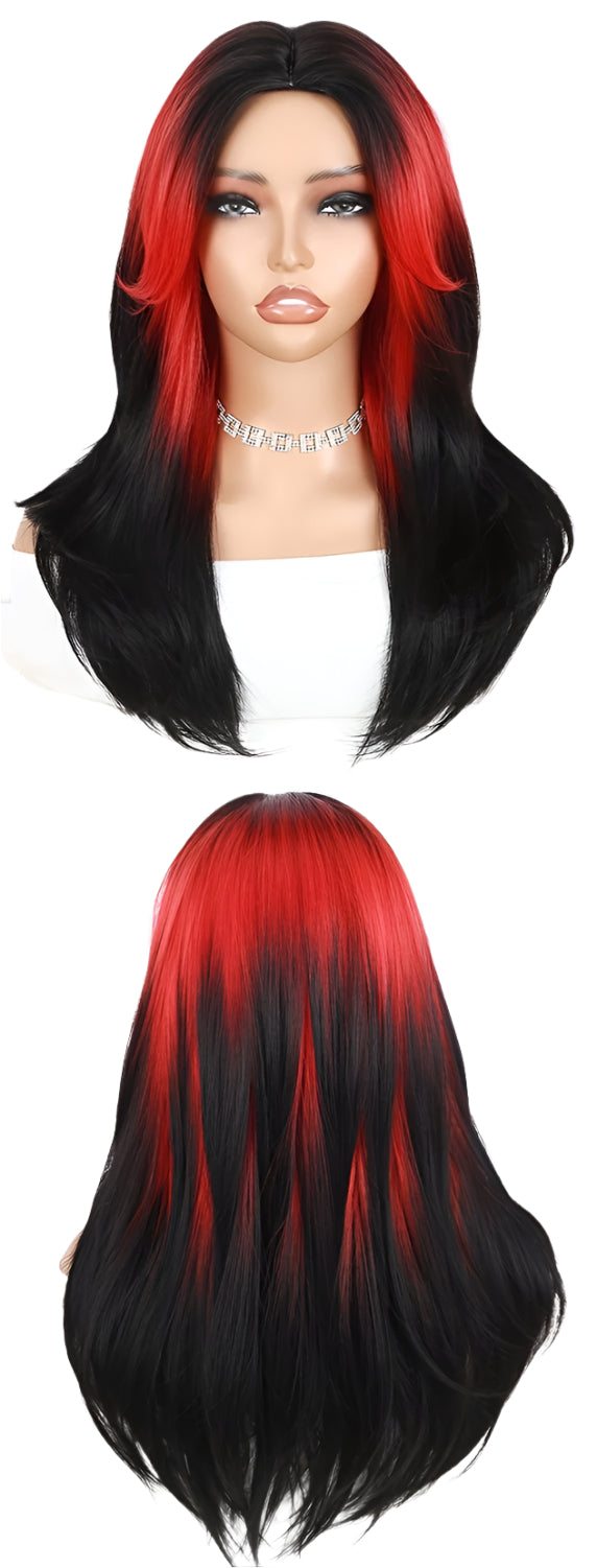 22" Long Straight, Heat Resistant Synthetic Wig