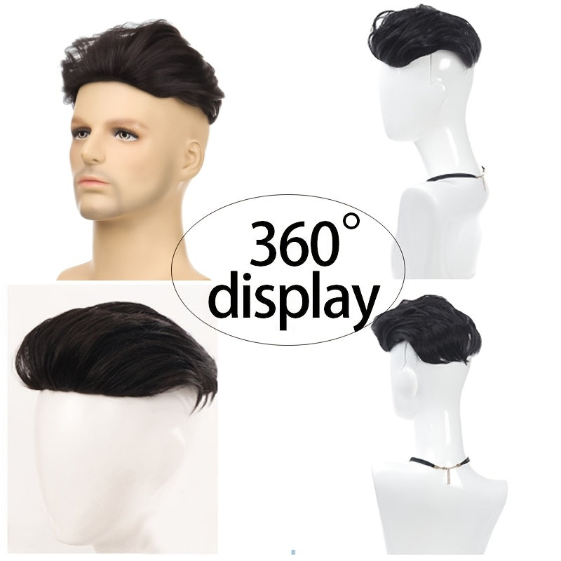 Men's Hair Wig Durable Single Layer Lace Wig Toupee Topper