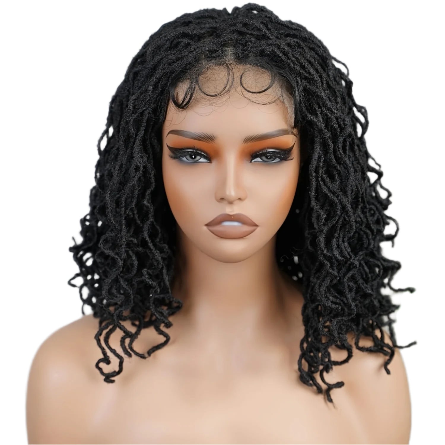 Short Curly Faux Locs Full Lace Wig