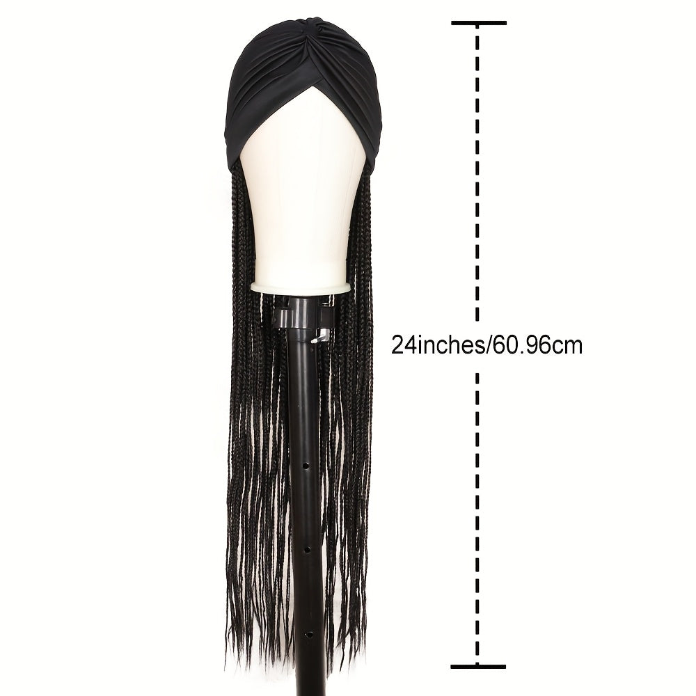 24 Inch Yaki Straight Braided Headband Wig for Women, Japanese Low-Temperature Fiber, Black & Light Brown, Daily Cosplay Wear, Basic Style