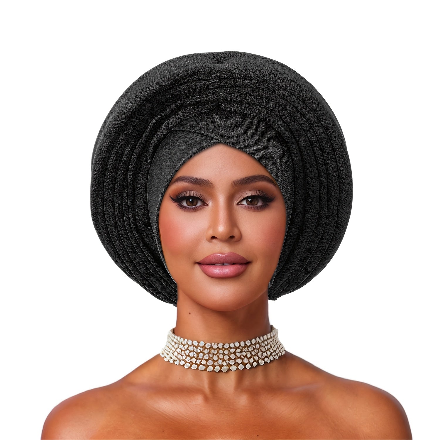2pcs Cross Hair Turban+multi-layer Decorative Tie Set, African Style Headscarf Cap, Women's Party Decorative Headscarf
