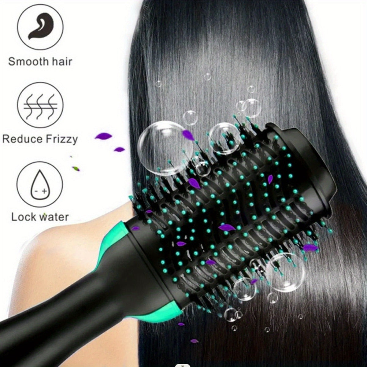 3-in-1 Hair Dryer Brush Styler - Fast One-Step Round Salon Hair Dryer, Hair Straightener, Hair Curler, Volumizer with Multiple Heat Settings, Wand Curler, Comb, Holiday Halloween Christmas Gift Valentine's Day Gift