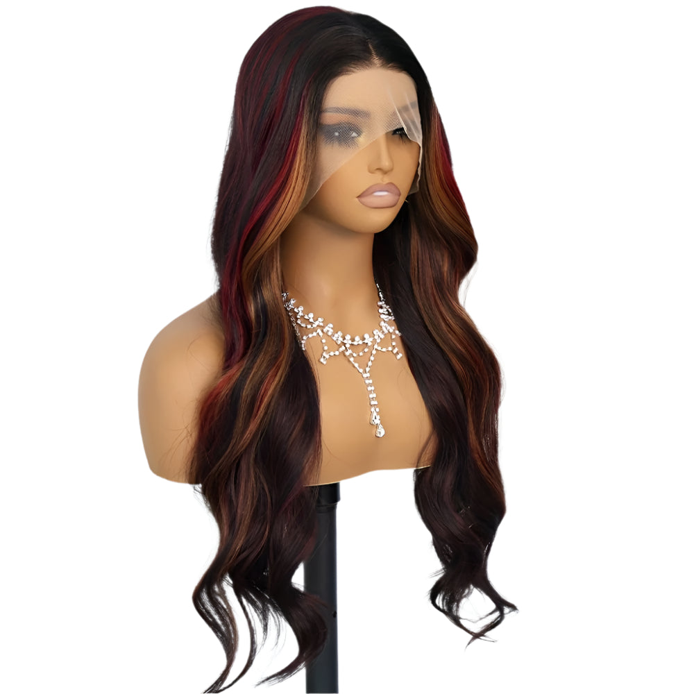 13x4 Natural Ombre Red Body Wave Lace Front Wigs