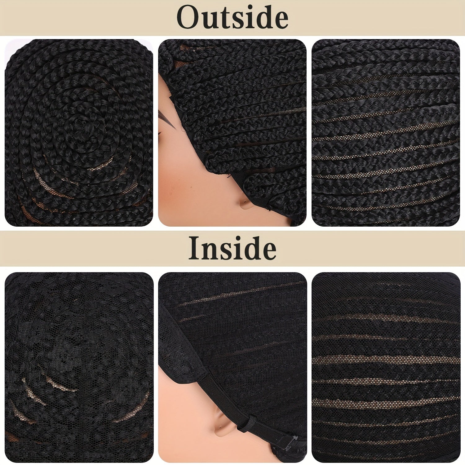 1pc/2pcs 21-23inch Braided Wig Caps