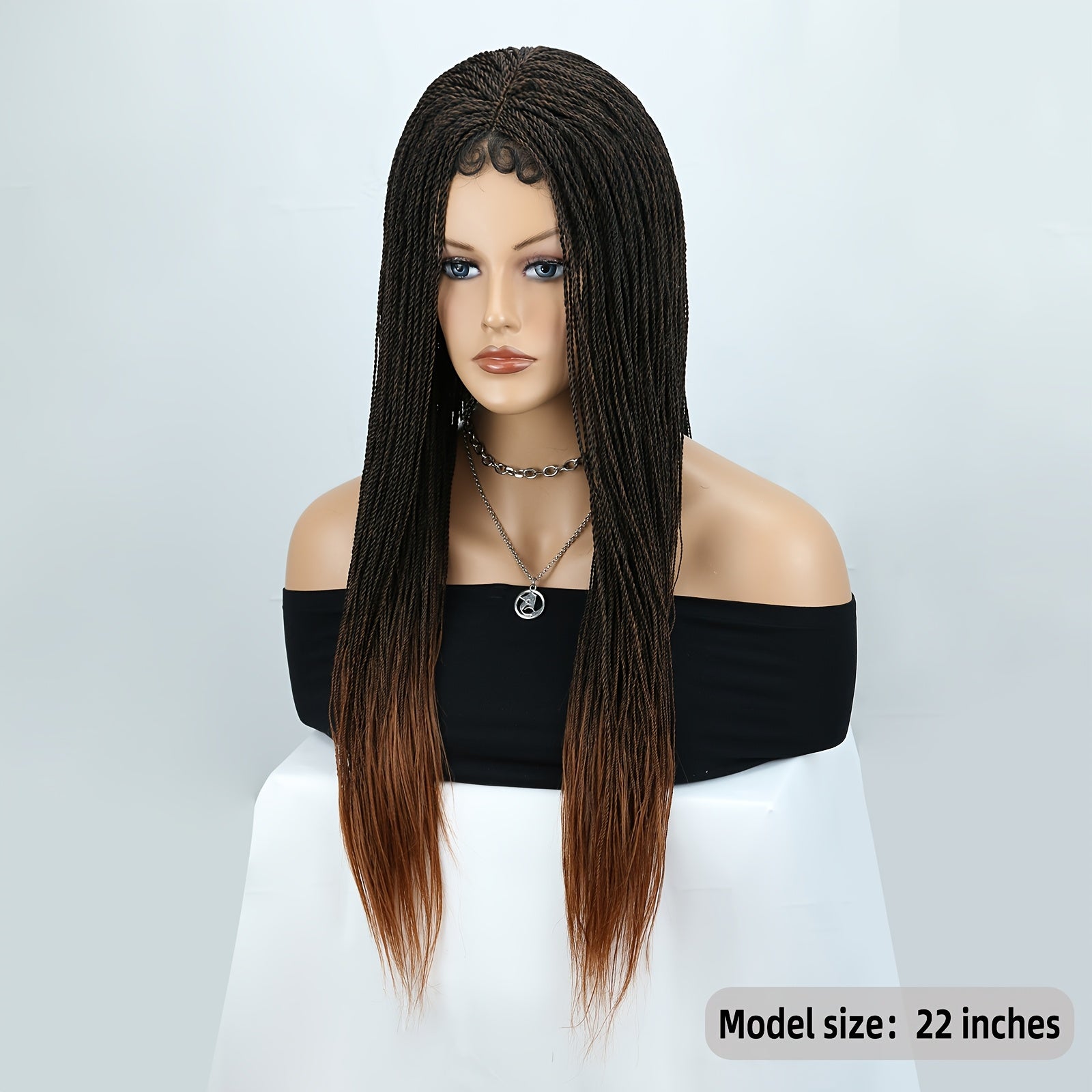 22-inch Women's 4X4 Lace Front Twist Braided Wig, Ri Fiber Synthetic Hair, Basic Style, Versatile Lace Area, All-Purpose Wig