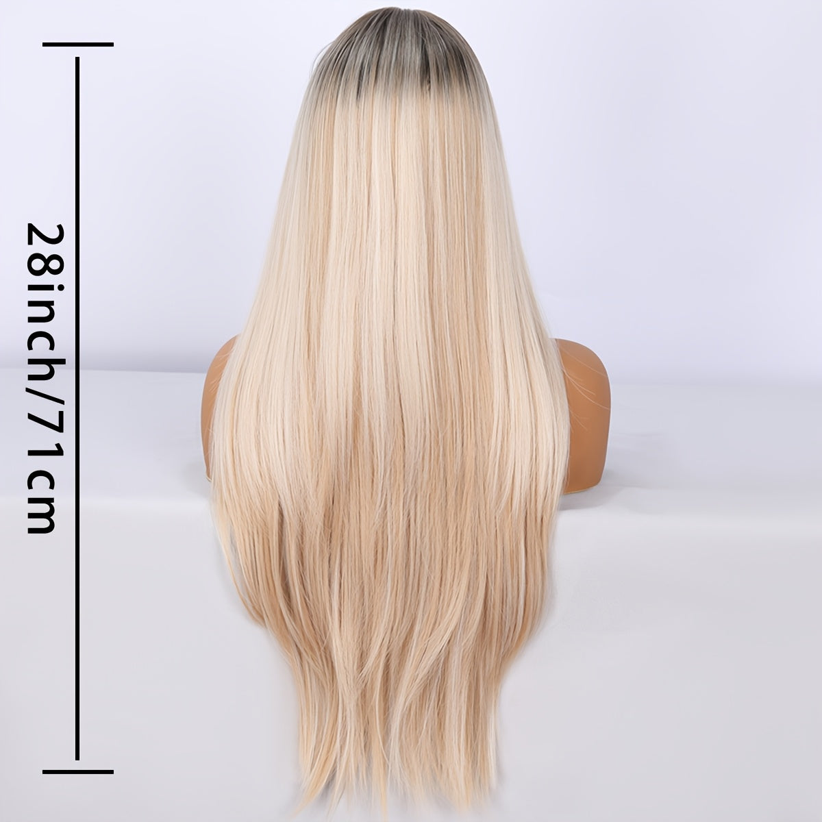 150% Density 4*1U Lace Long Straight Hair Girl Wig, Golden Highlights Suitable For Daily Wear And Party Cosplay Wear.