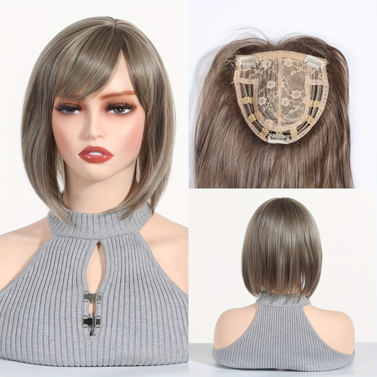 Elegant Women's Short Straight Hair Topper - Natural Look, Breathable Net Cap