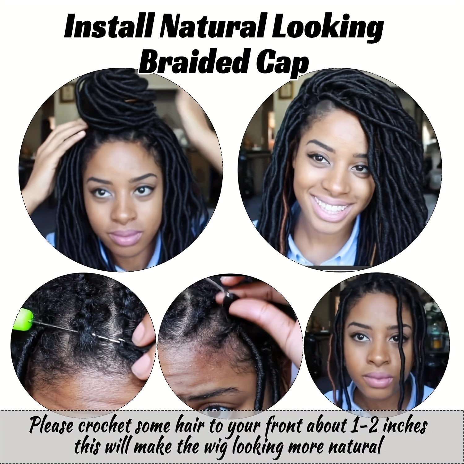 1pc/2pcs 21-23inch Braided Wig Caps