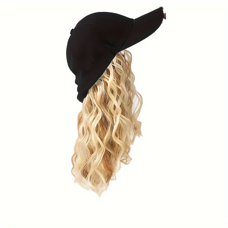 Hat Wig Medium Long Curly Wavy Wig For Women Synthetic Wig Beginners Friendly Heat Resistant For Daily Use Halloween Christmas