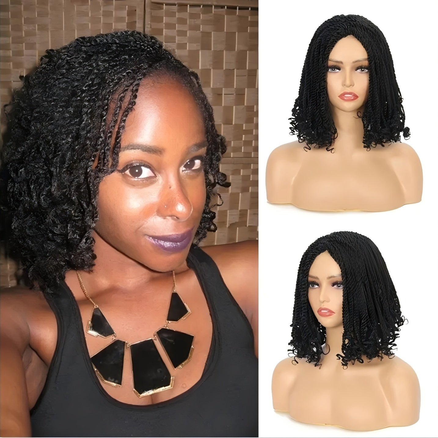 Short Box Braided Bob Wig for Women-African Box Braids Wig