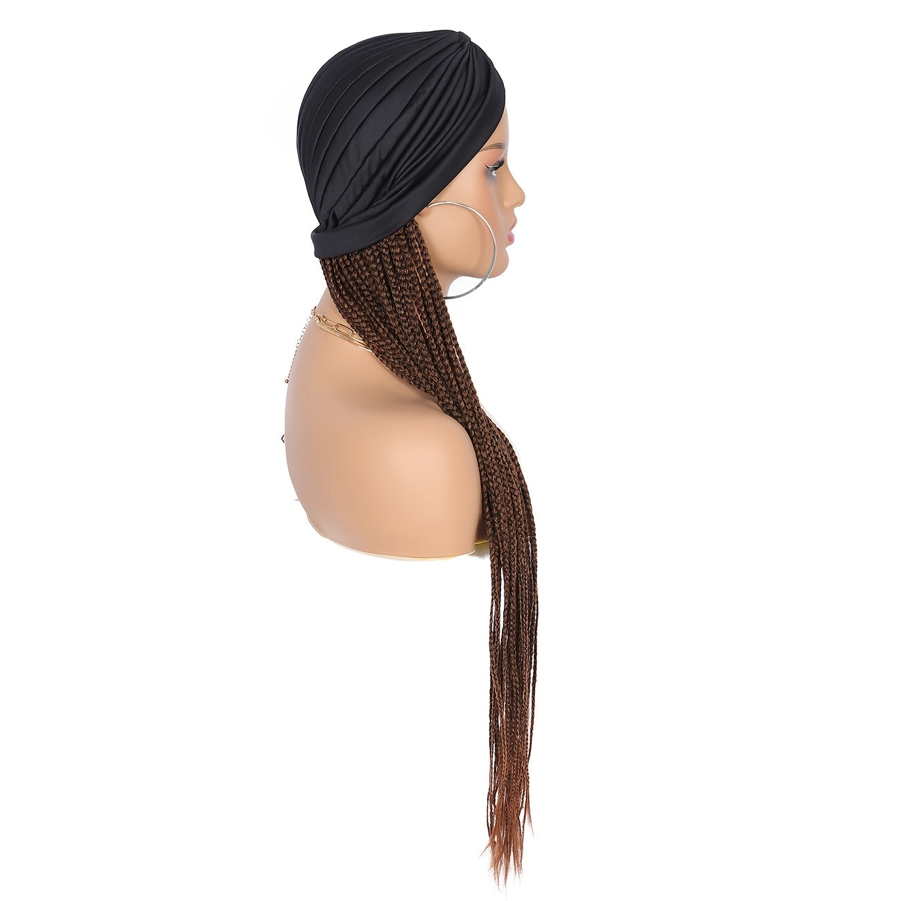 24 Inch Yaki Straight Braided Headband Wig for Women, Japanese Low-Temperature Fiber, Black & Light Brown, Daily Cosplay Wear, Basic Style