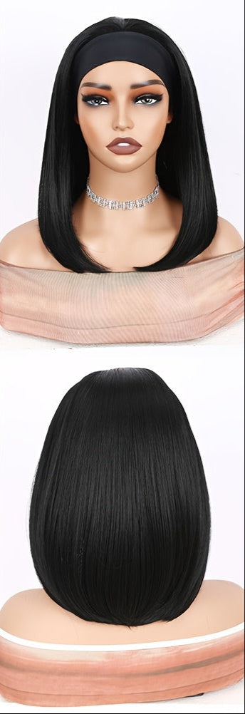 Black Straight Headband Wig