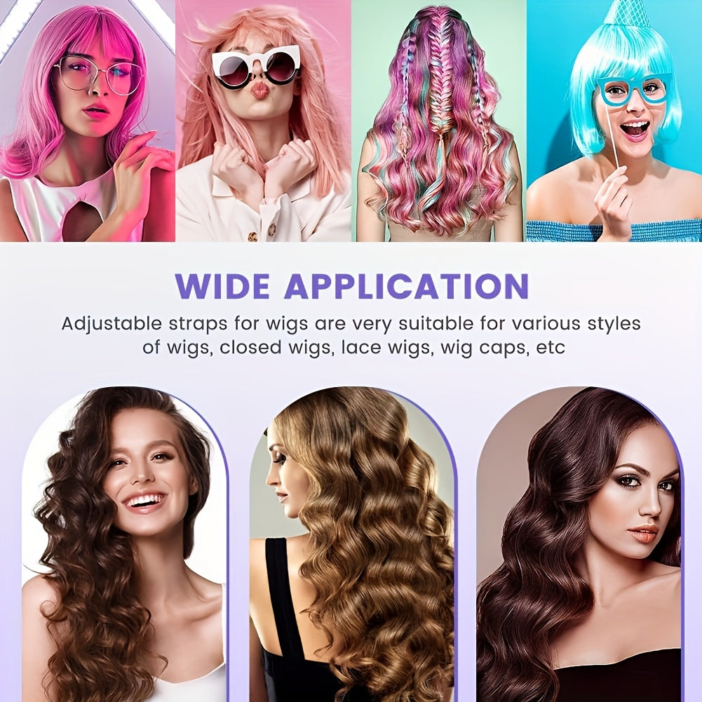 2pcs Adjustable Elastic Wig Band with Detachable Buckle, Non-slip