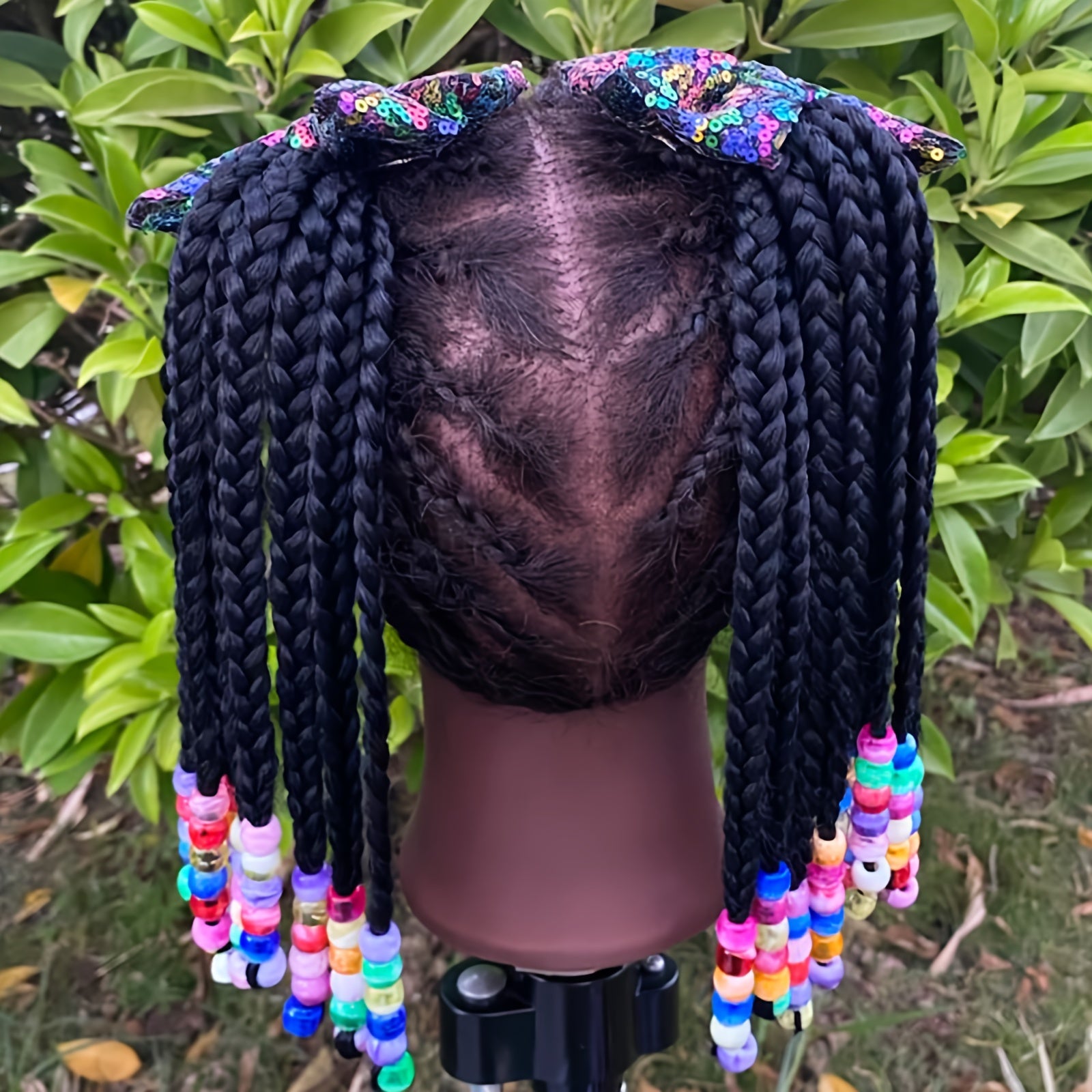 A Set Of Hair Bands With Elastic Bands, African Girl Wig With Braided Hair