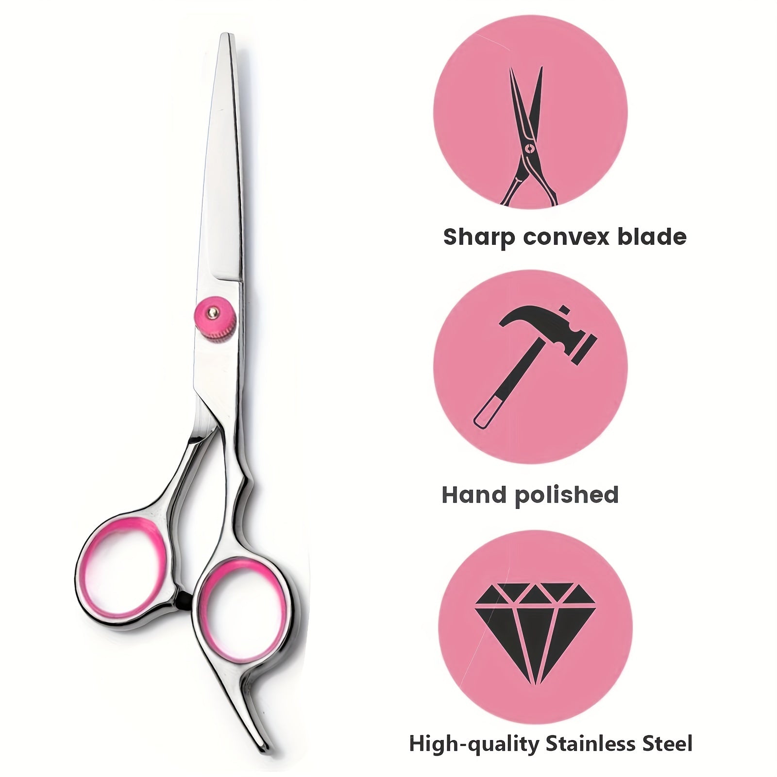 8-Piece Hair Cutting Scissors Kit - Professional, High-Quality Barber Shears Set for Men, Women, Pet, Pink