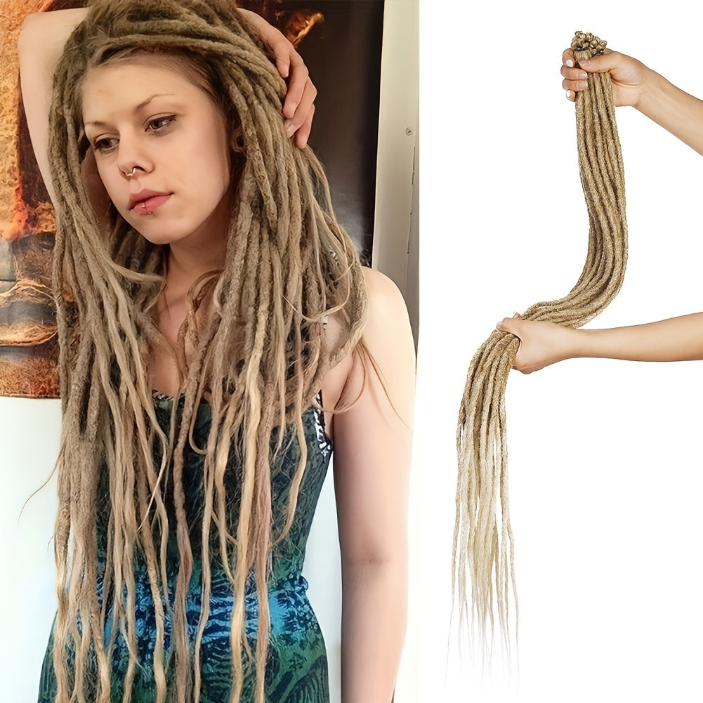 Crochet Dreadlocks Extension 36 Inch Synthetic Synthetic Hippie Single Ended Dreads Locs Hair 10 Strands/Pack Thin Soft Reggae Hair Hip-Hop Style Dread Extension Long Crochet Braiding Hair Blonde/Black Backcombed Extensions F