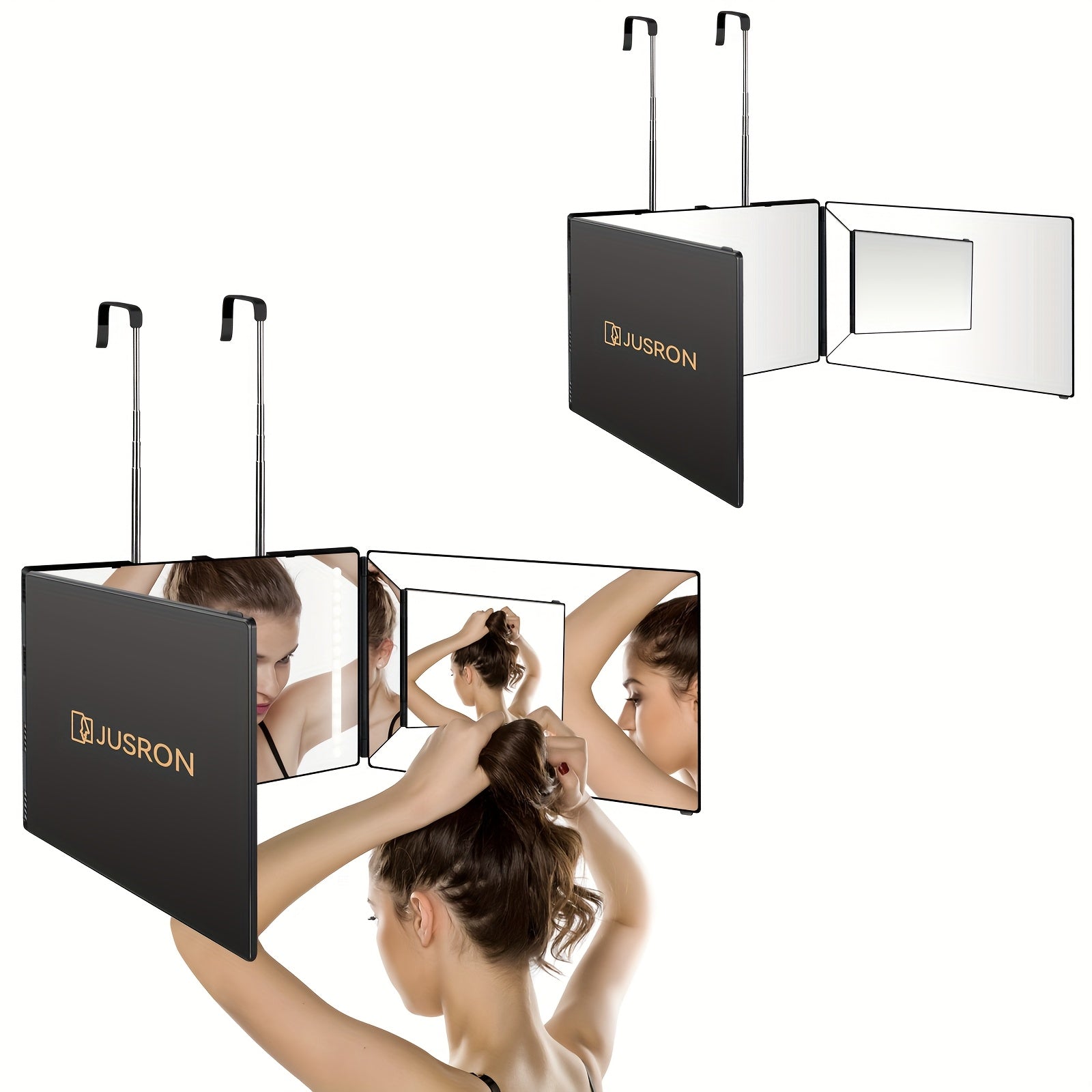 360-Degree Viewing Angle Hair Cutting Mirror, 3-Way Self Haircut Mirror with Clear Anti-Fog HD Glass, USB Rechargeable, Plastic Frame, Valentine's Day Gift, Valentine's Day Gift