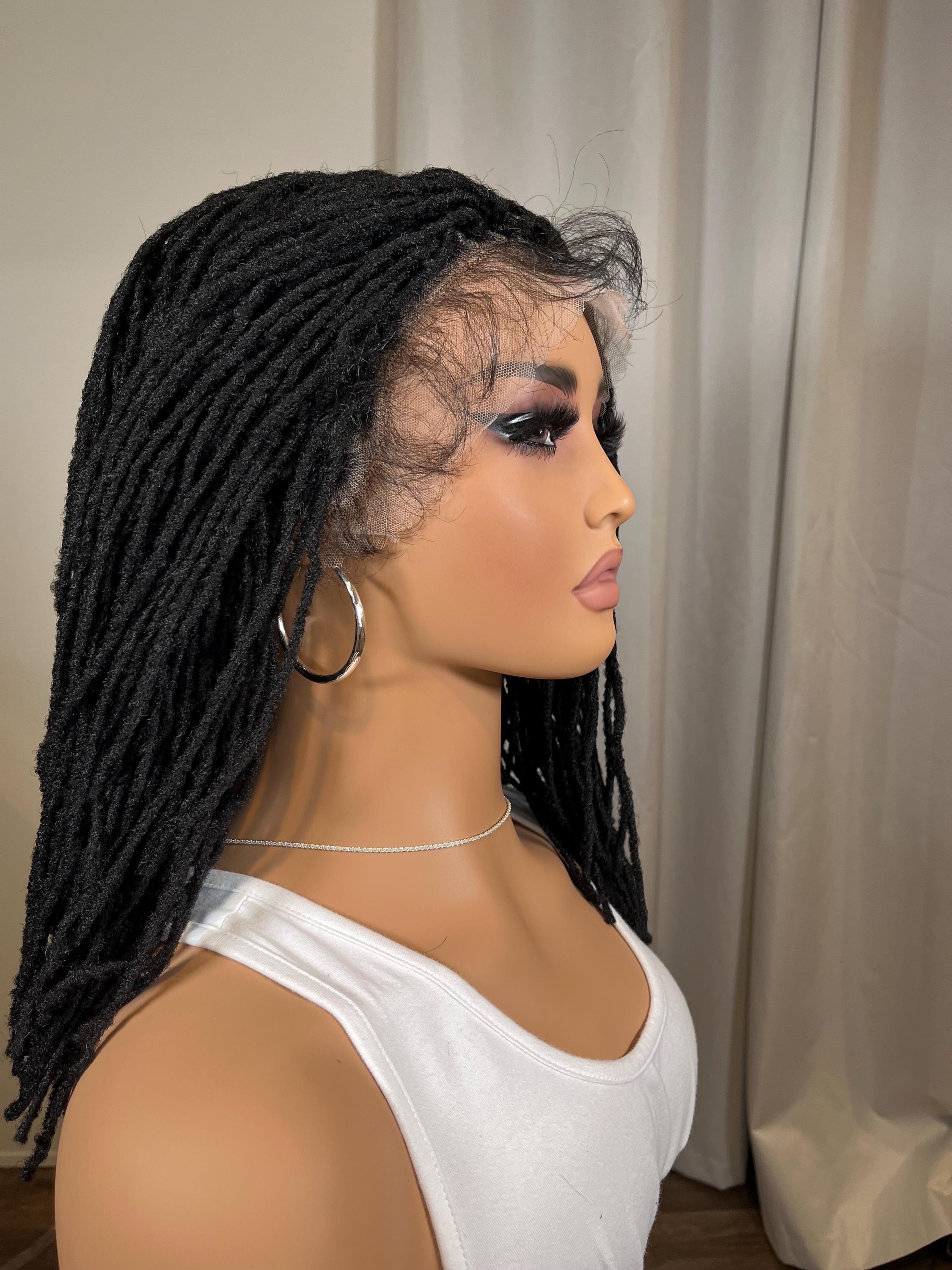 Full lace locs wig faux locs wig  Premium Synthetic fibers realistic curly faux loc wig straight faux loc wig women gift daily wear