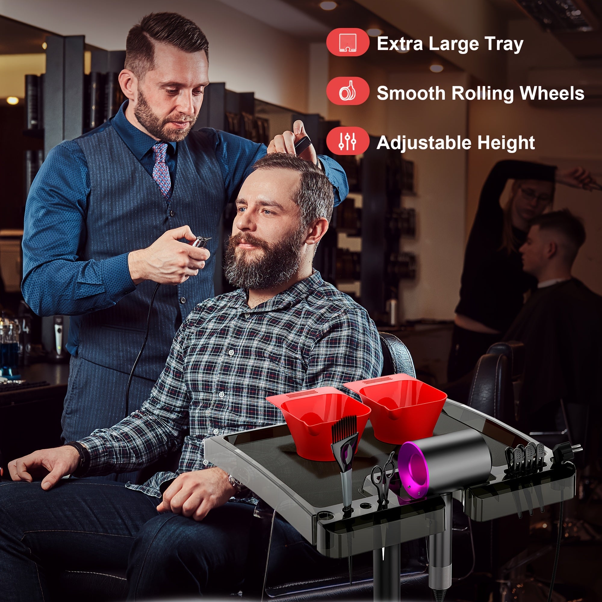Salon Tray On Wheels Salon Service Rolling Tray Salon Station Tattoo Tray Height Adjustable Rolling Trolley For Salon Spa And Barber Shop