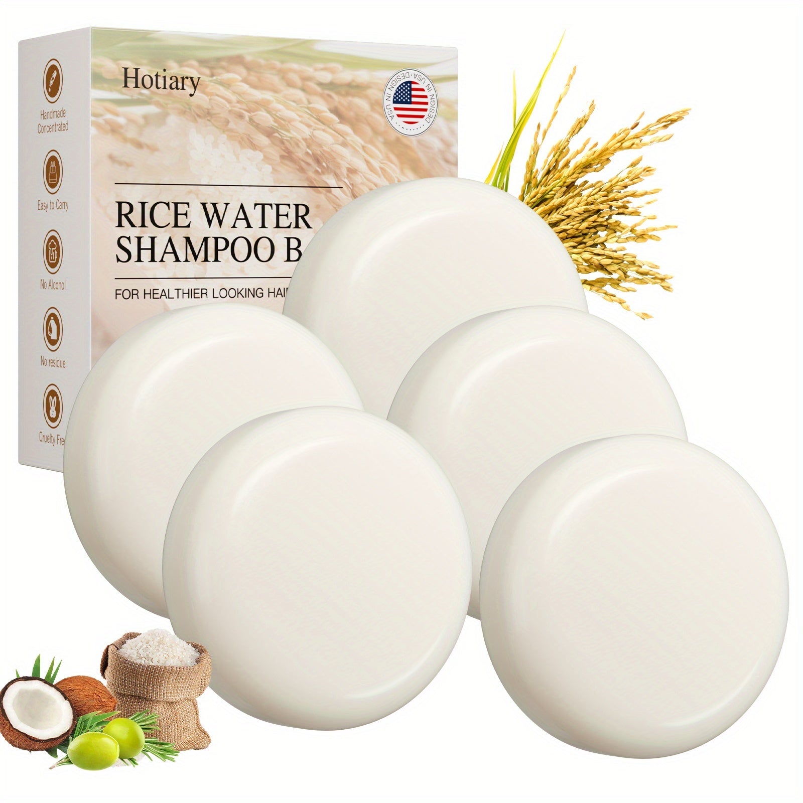 3/5pcs High-Quality Rosemary Oil Shampoo Soap