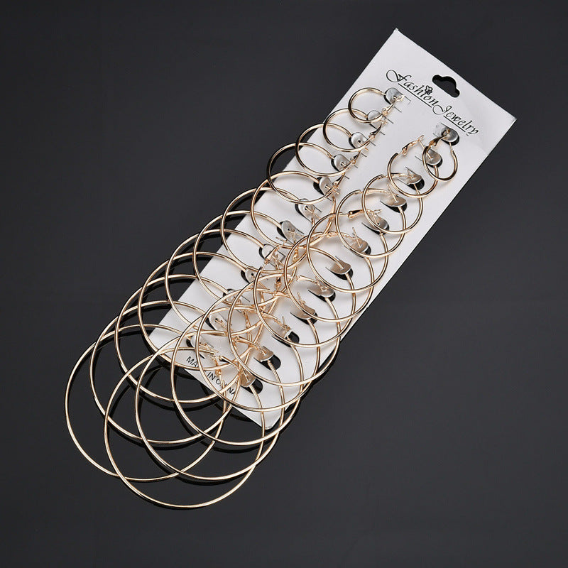 24pcs 18K Golden Plated Alloy Hoop Earrings Set