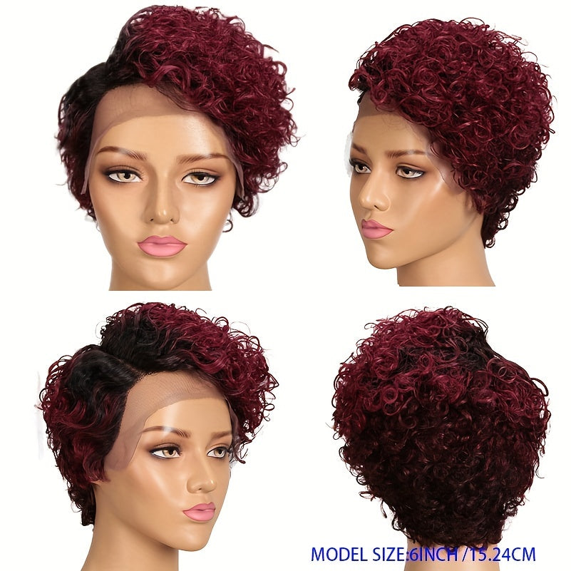 Pixie Cut Lace Front Wigs Human Hair Water Wave Short Pixie Cut Wig Side Part 13X4X1 Lace Pixie Cut Lace Front Wigs Human Hair