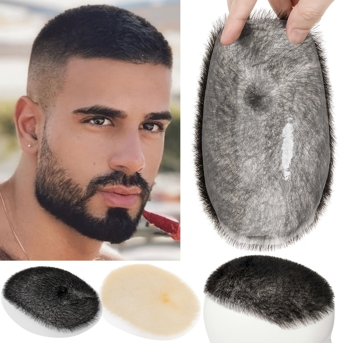 Ultra-thin Invisible Skin Human Hair System Fully Hand-woven Toupee