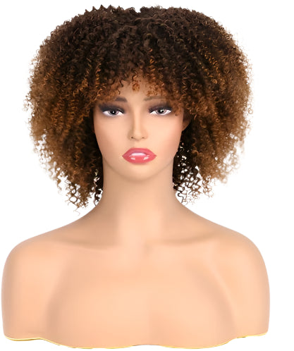 Short Curly Wig For Women 6 Inch Kinky Curly Wigs With Bangs