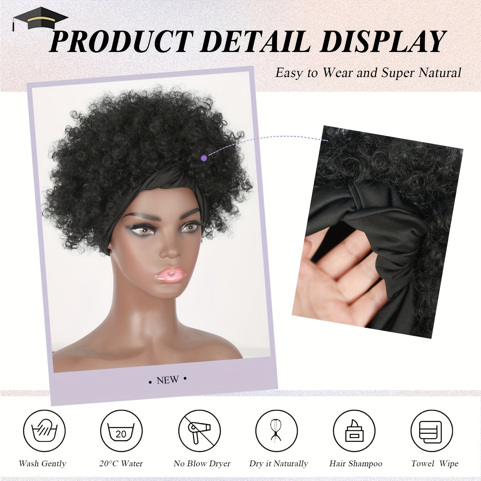 Short Afro Curly Headband Wigs for Women