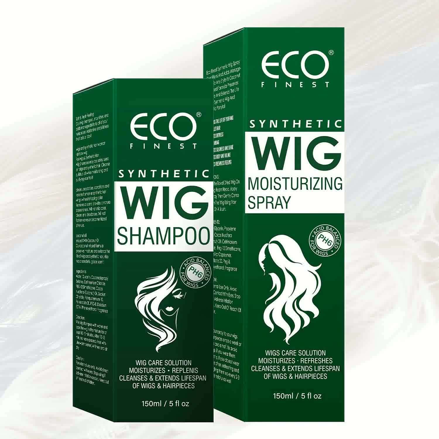Eco Finest Synthetic Wig Shampoo & Moisturizing Spray - 100ml/3.52oz, Coconut Oil Infused, Hydrates & Smooths, Anti-Frizz, Easy Combing, Extends Wig Life, Ideal for All Wig Types, Wig Care Essentials | Ecofriendly Design | Na