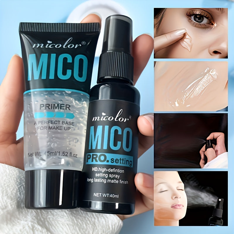 4pcs Mico Primer & Makeup Setting Spray Set - Natural Finish, Creamy Texture in White Shades - Ideal Valentine's Gift for Flawless Skin, Primer Collection|Minimalist Beauty Product|Natural Finish Spray