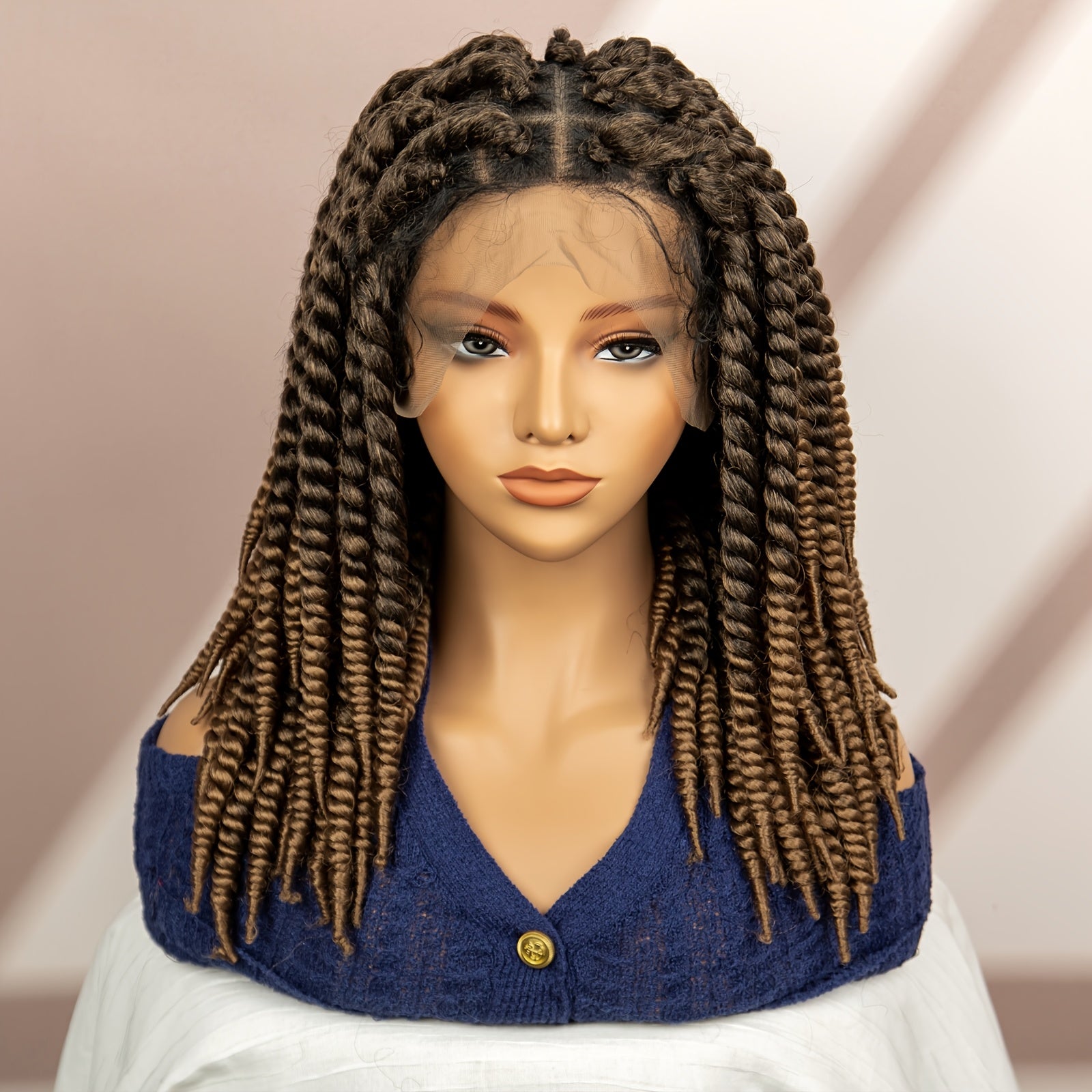 [Fantastic Hair Elegant Wig] Halloween Synthetic Braided Wig - Fantastic Hair Elegant Full Lace Wig With Braids Knotless Box Twist - High Temperature Fiber, Adult, Fashionable Christmas Present