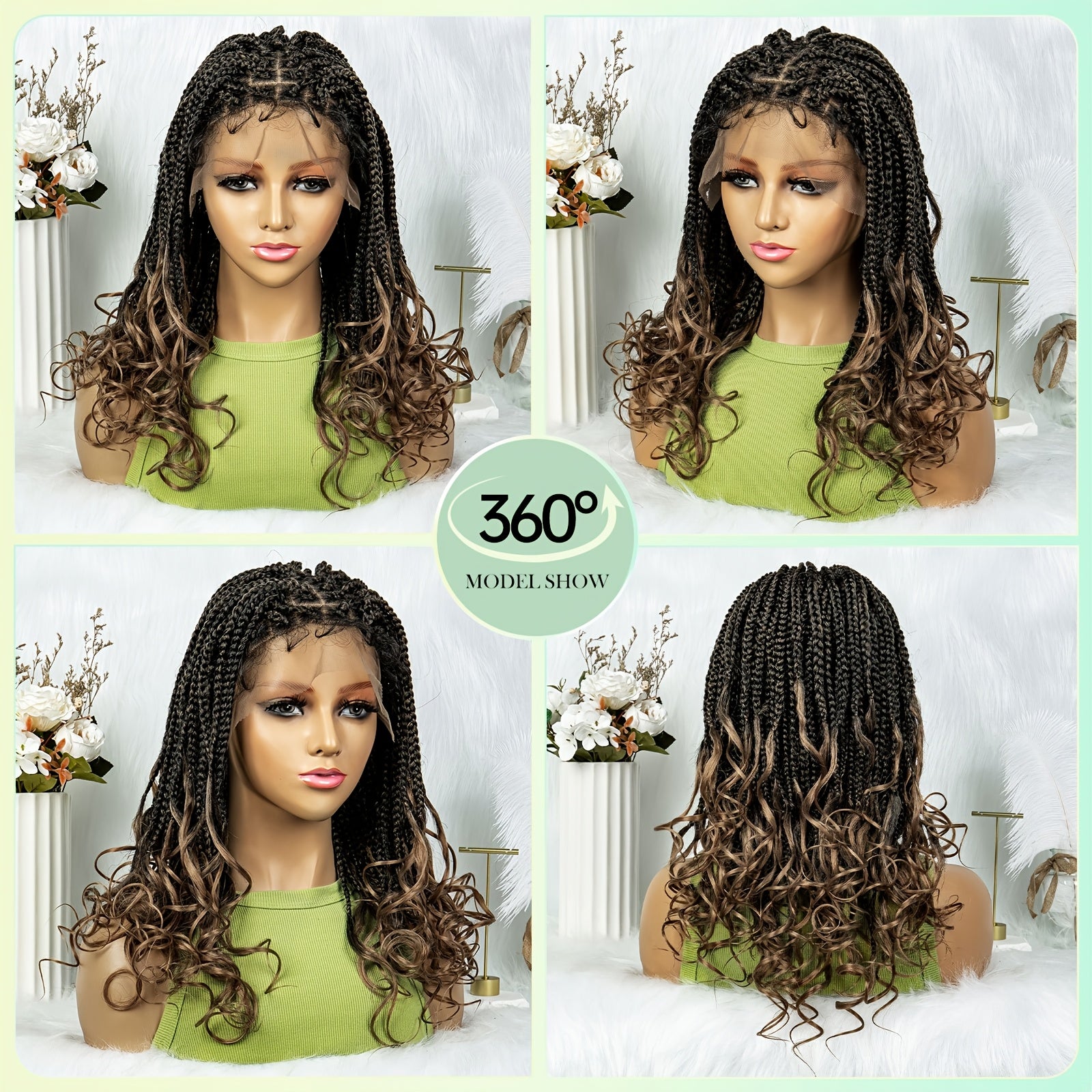 Elegant 9x6 Lace Front Braided Wig with Body Wave Ends, 200% Density, Breathable High-Temperature Synthetic Fiber, Handwoven Style for Casual Attire, Synthetic Lace Front Wig