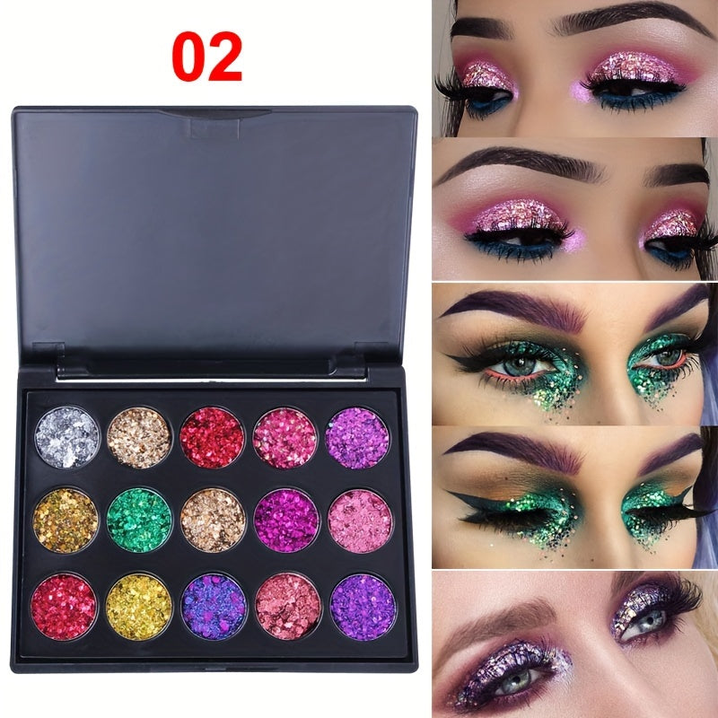 15 Colors of Glittery Golden Powder Eyeshadow