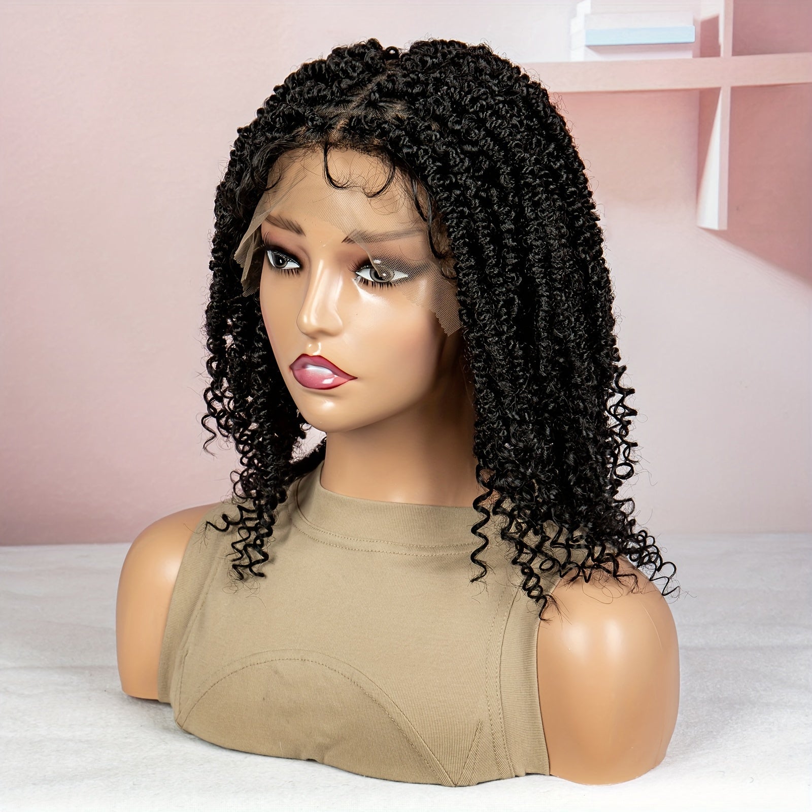 9x6 Inch 180% Density Women's Gradient Color Crochet Braids Lace Wig with Breathable Scalp Simulation, Elastic Knots, and Natural Looking High Temperature Fiber