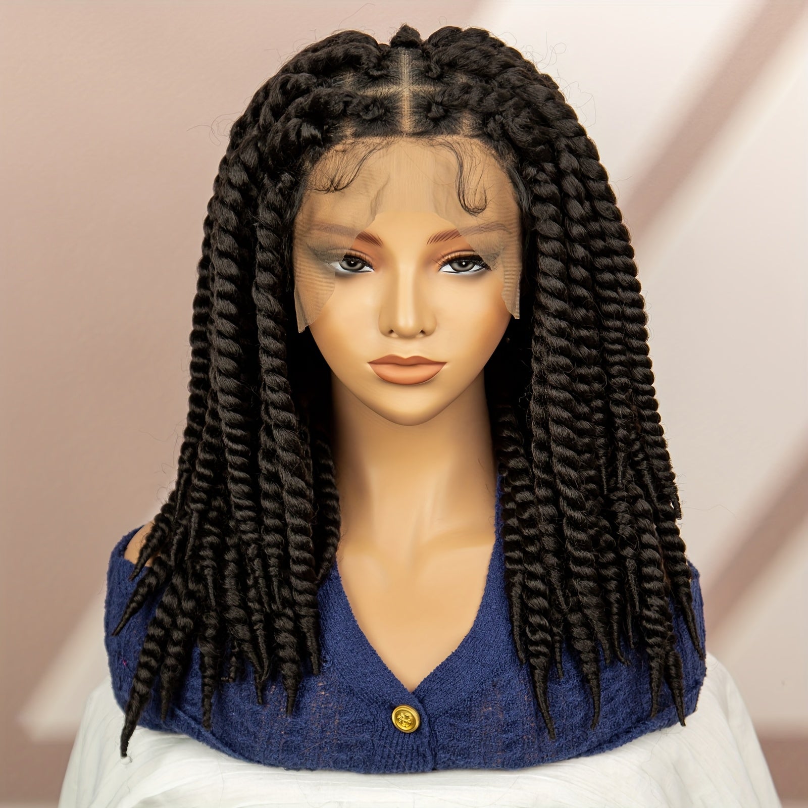 [Fantastic Hair Elegant Wig] Halloween Synthetic Braided Wig - Fantastic Hair Elegant Full Lace Wig With Braids Knotless Box Twist - High Temperature Fiber, Adult, Fashionable Christmas Present