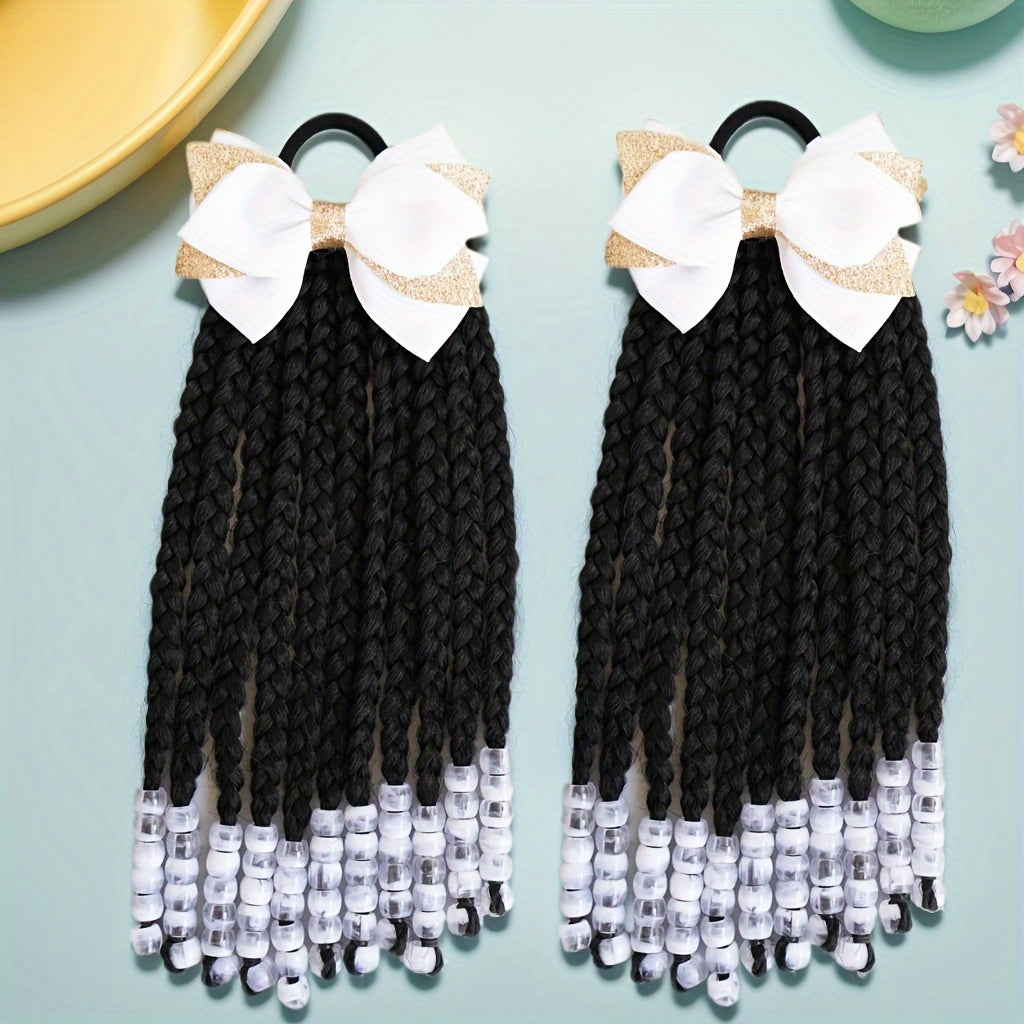 A Set Of Hair Bands With Elastic Bands, African Girl Wig With Braided Hair